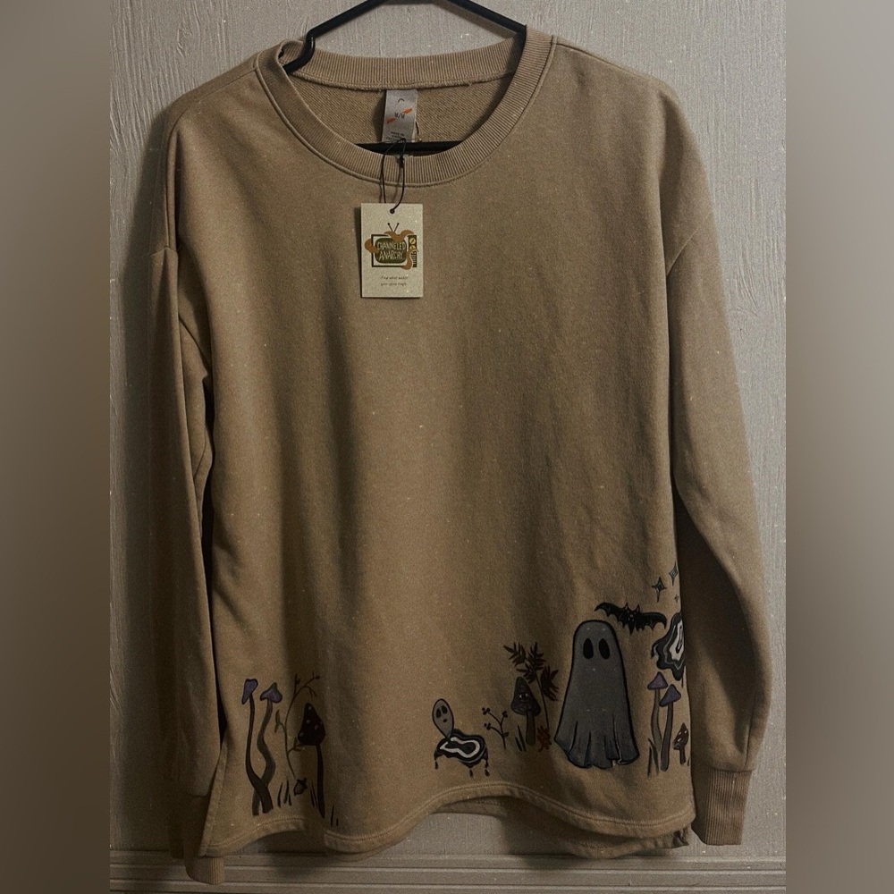 Tan Graphic Women's Crew Neck Sweater